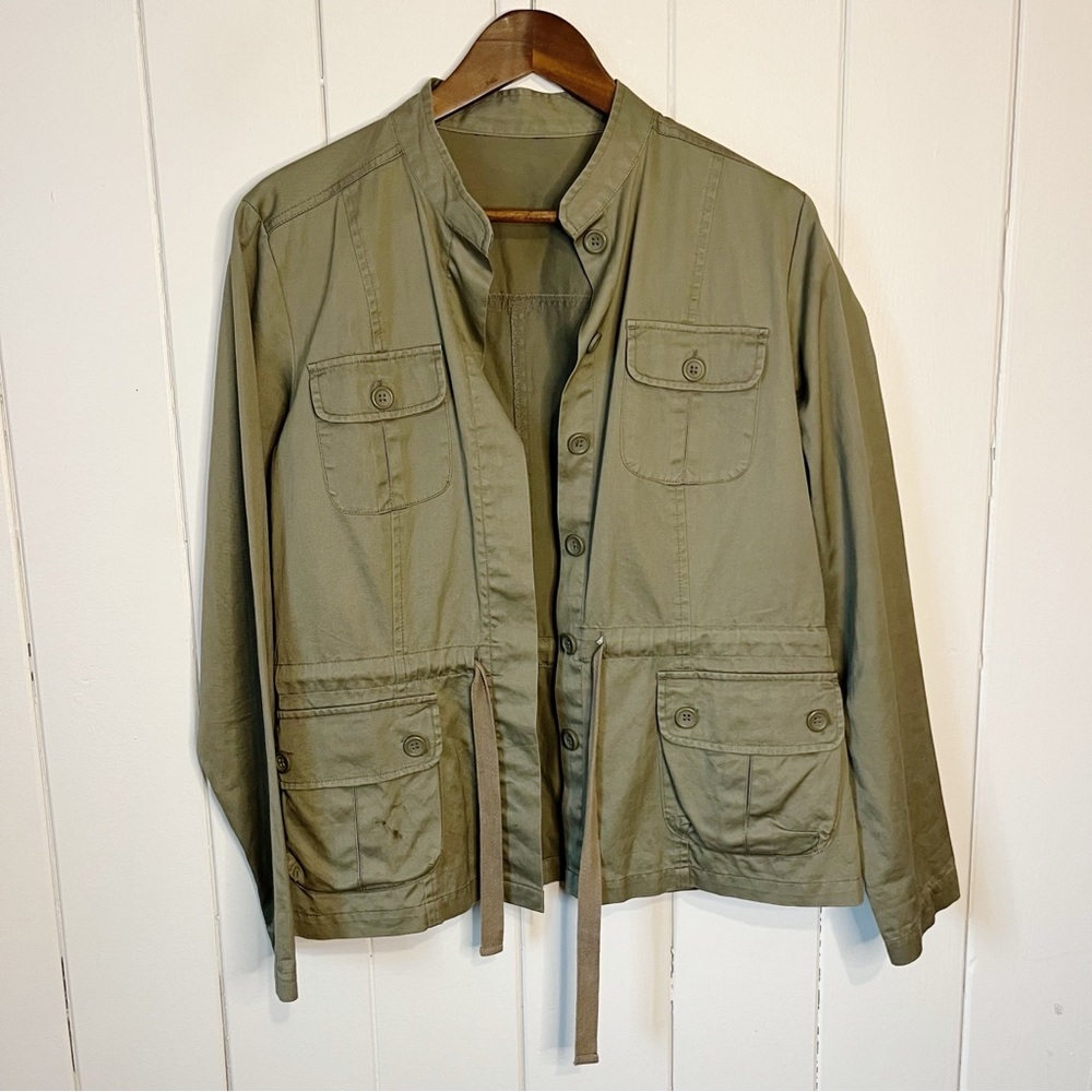 Khaki Green 100% Cotton Button Up Jacket.